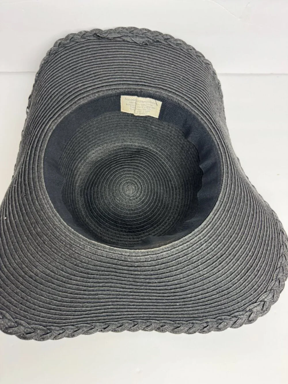 Nicole Marciano Sun Black Floppy 100% Straw Hat Brim